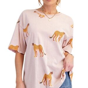 🌺 NWT Easel Women's Plus Size Cheetah Pink Tee T shirt Top 1x 2x 3x New w tag